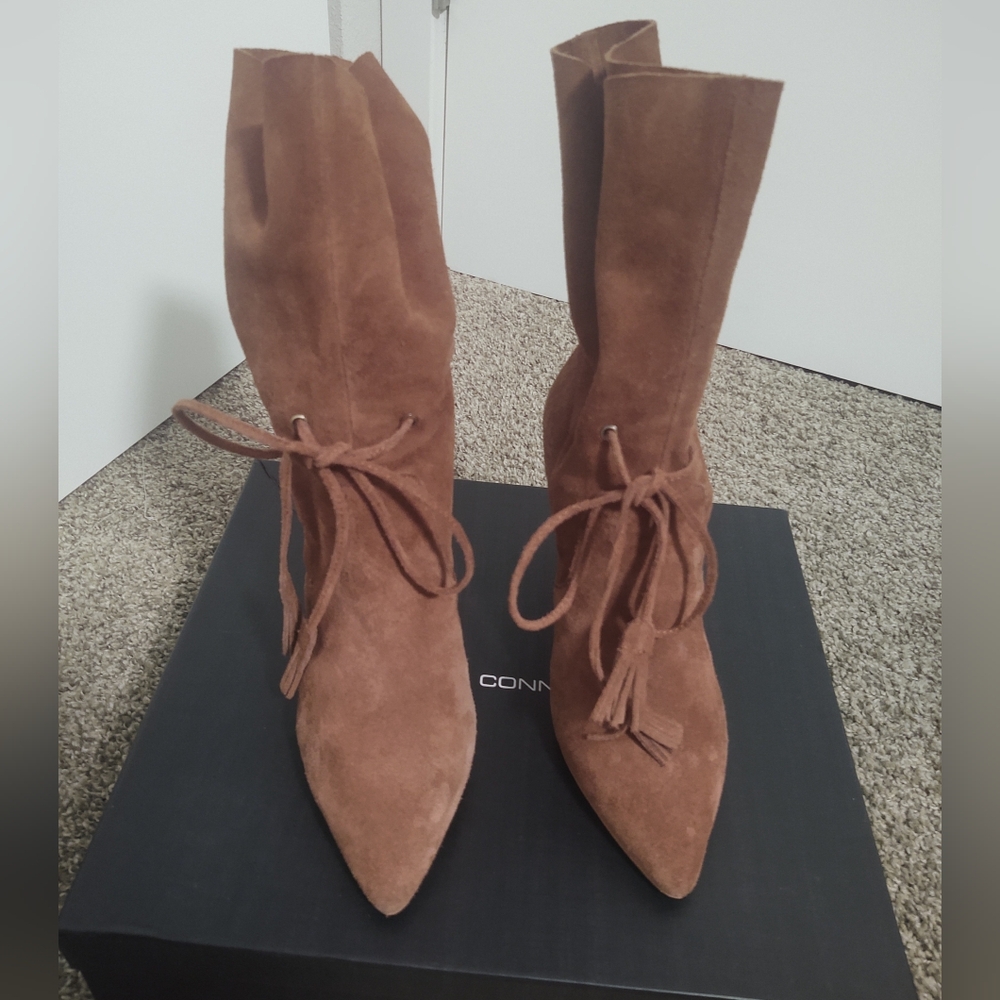 SOLD. French Connection Women's Tan Rowdy Suede Bootie